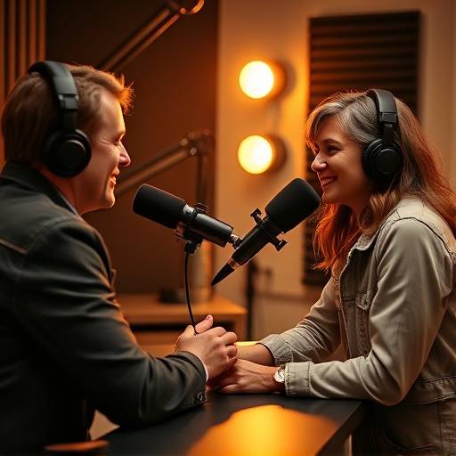 Podcast host interviewing a guest